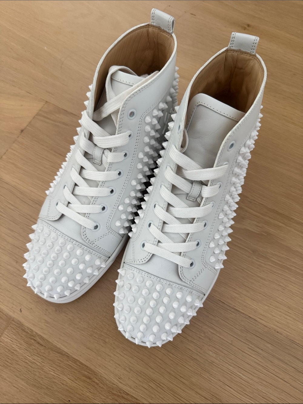 Christian Louboutin White Studded High-Top Sneakers